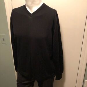 Dalmine Uomo black wool v-neck sweater L